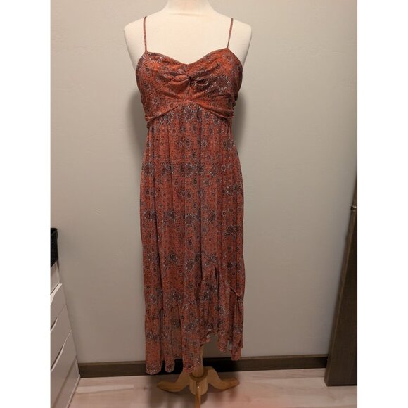 Maurices Orange Floral Babydoll Midi Fairy Sundress Size Large - Picture 1 of 5